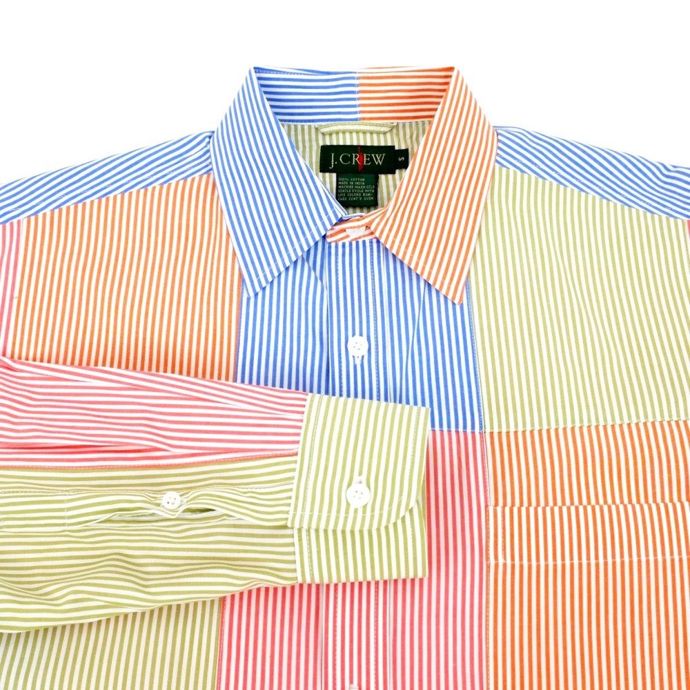 VTG J Crew Striped Colorblock 90s Button Up Shirt